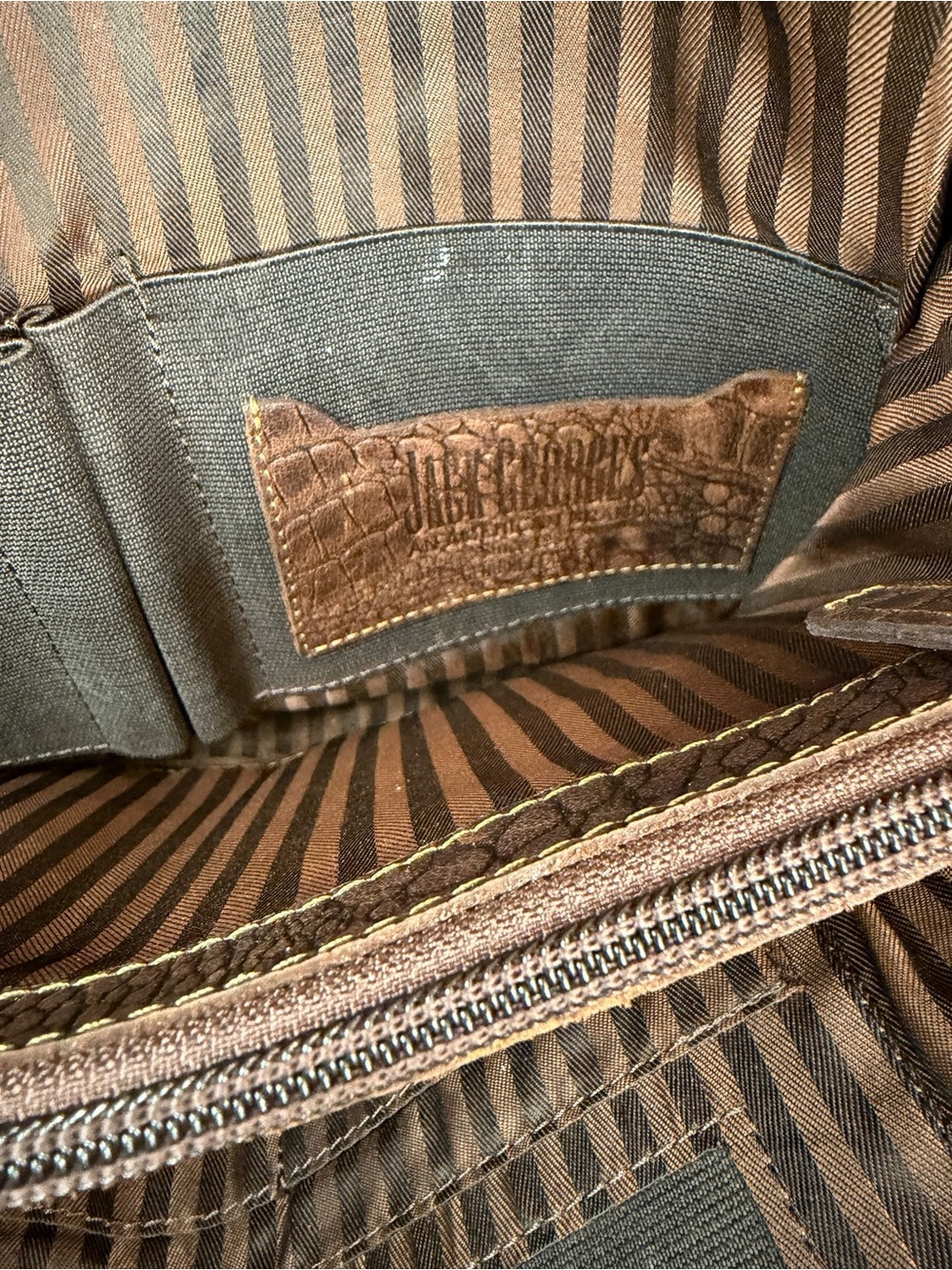 Croc-Embossed Brown Leather Women's Backpack - Picture 5 of 5